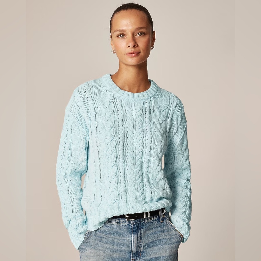 NWT J. Crew Cable-Knit Crewneck Sweater Midday Skies